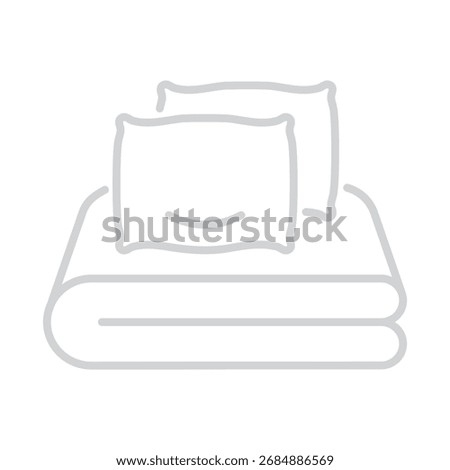 Minimal bed linen linear icon isolated on transparent background. Bedding symbol with pillows and sheet. Great for hotel, bedroom, sleep comfort, home textile design. Editable stroke.