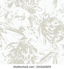 Minimal beige abstract floral print pattern seamless texture .Flowers tapestry. Earthy color. linen textile background. Monochrome organic shadow silhouette. Simple tropical allover