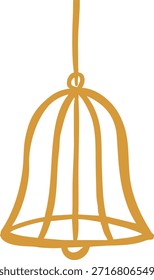 Minimal bell suspended from a loop ready to ring.