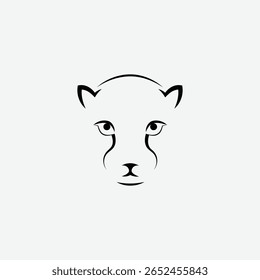 Minimal big cat face line art logo featuring cheetah or panther, perfect for branding design.