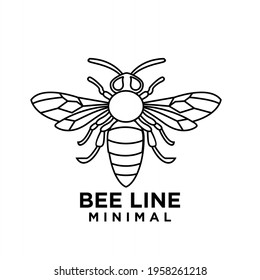 minimal big hornet bee line vintage vector premium logo