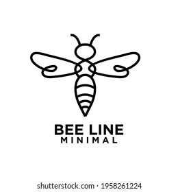 minimal big hornet bee line vector logo