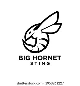 minimal big hornet bee line vector logo
