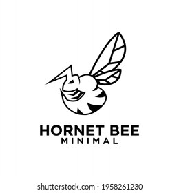 minimal big hornet bee line vector logo