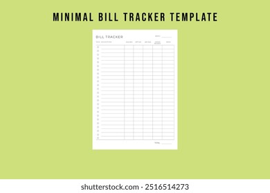 Minimal Bill Tracker Template | Simple and Efficient Expense Management 