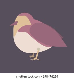 Minimal bird. Flat design. Cartoon style. Isolated bird, on purple background. Abstract geometry. Use for your design. Easy to edit. Vector illustration - EPS10.