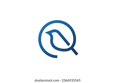 diseño mínimo de logotipo de ave con forma de círculo, estilo monograma