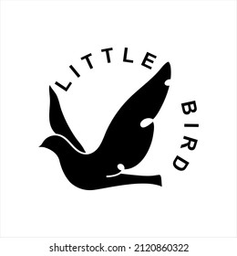 Minimal bird logo design. Small dove design template in round shape in black color. Creative symbol for your business isolated on white background eps