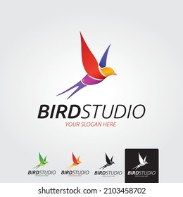 minimal bird logo template - vector illustration