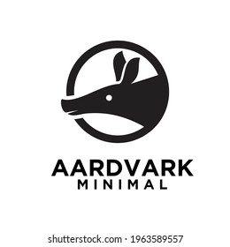 diseño mínimo de logotipo vectorial de cabeza de aardvark negro