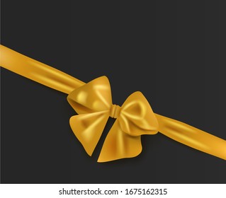 Minimal black Abstract background gold bow with ribbon.vector illustration EPS10