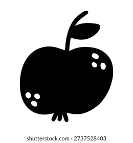 Minimal black apple icon in flat style. Simple fruit silhouette perfect for logos, branding, healthy food concepts and modern design projects.