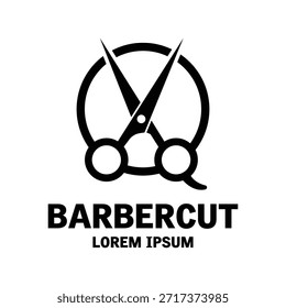 Diseño de Arte vectorial de logotipo de barbero negro mínimo.