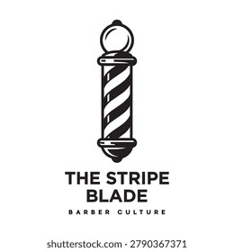 A minimal black barber pole modern logo vector art illustration design.