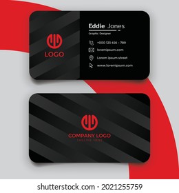 Minimal black business card template design. Stationery design name card vector template. CMYK Mode