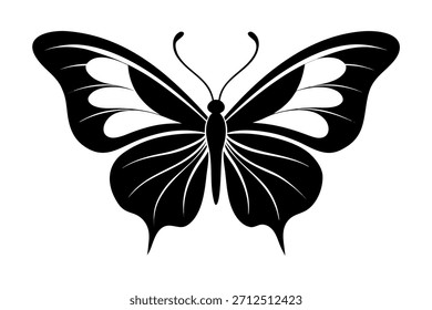 Minimal black butterfly vector illustrations for logo and design