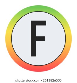 Minimal black Capital letter F on soft gray circle framed by warm gradient ring. Simple, modern, and perfect for digital design, labels, or app icons.