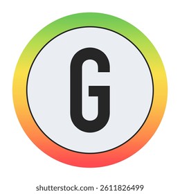 Minimal black Capital letter G on soft gray circle framed by warm gradient ring. Simple, modern, and perfect for digital design, labels, or app icons.