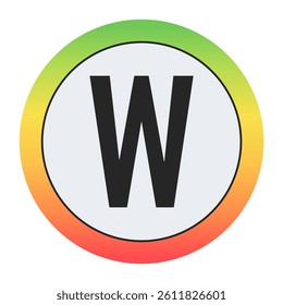 Minimal black Capital letter W on soft gray circle framed by warm gradient ring. Simple, modern, and perfect for digital design, labels, or app icons.