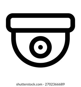 Ilustración CCTV negra mínima que representa el monitoreo y la seguridad. Ideal para sistemas de seguridad, imágenes de tecnología inteligente y temas de control de instalaciones.