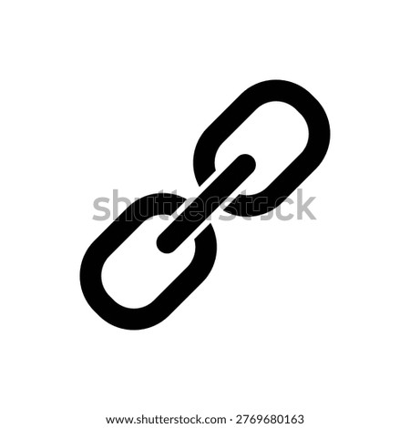 Minimal black chain link icon vector symbolizing connection, hyperlink, networking, and linking. Clean bold design isolated on white, perfect for UI, apps, web, and technology concepts.