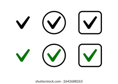 Minimal Black Check Mark Icons Set
