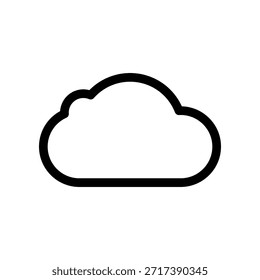 Minimal Black Cloud Icon Outline for Weather, Cloud Computing, and UI Design