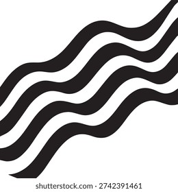 Minimal black curved bands sweeping across a light surface, creating a smooth rhythmic motion effect inspired by fan flag movement. Modern abstract pattern ideal for sports themes, branding, posters, digital backdrops, and contemporary design projects.