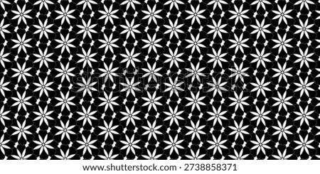 Minimal black daisy flower pattern with modern botanical style suitable for textile wallpaper packaging branding and digital background design.