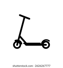 Ícone de Scooter Elétrico Preto Mínimo com Linhas Elegantes e Quadro Stand-Up