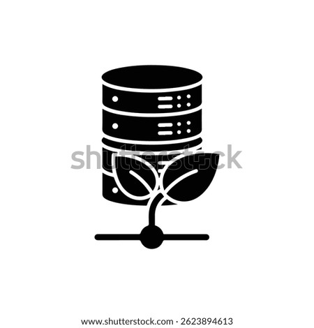 Minimal Black Filled Icon of Eco Data Center