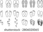 Minimal Black Footprint Symbol Set Flat Filled Footstep Vector Pack Modern Foot Print Silhouette Icons