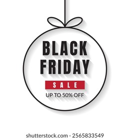 Minimal black Friday banner with ball line art. - Vector.