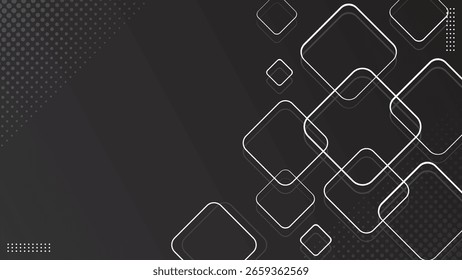 Minimal black geometric abstract background with white lines.Vector illustration