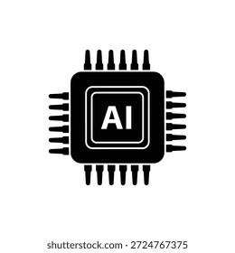 Ícone de CPU de Glifo Preto Mínimo que representa uma unidade de microchip central