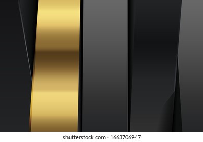Minimal black gold abstract geometric architecture background. Modern elegant concept