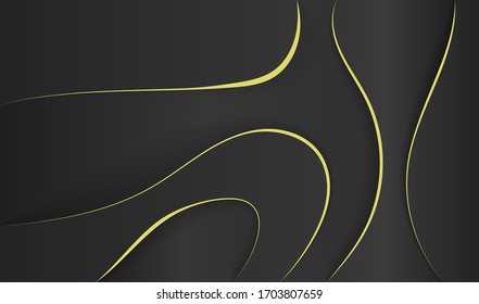 Minimal black and gold design layout for banners presentations, flyers, posters and invitations.3d paper art illustration set. Eps10. - Vector illustration