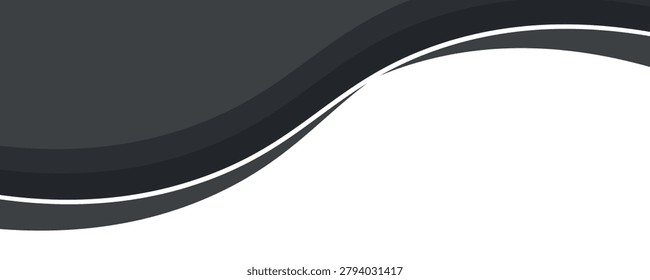 Minimal black and gray header-footer template featuring sleek wave-inspired borders.