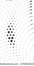 Minimal black halftone dotted wave pattern curving gracefully across a clean white background creating a modern geometric abstract effect ideal for decorative layouts branding elements
