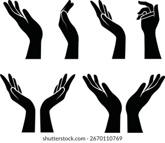 Minimal Black Hand Silhouette Vector Set Bold and Scalable