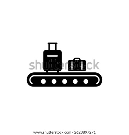 Minimal Black Icon of Baggage Claim with Luggage on Conveyor Belt