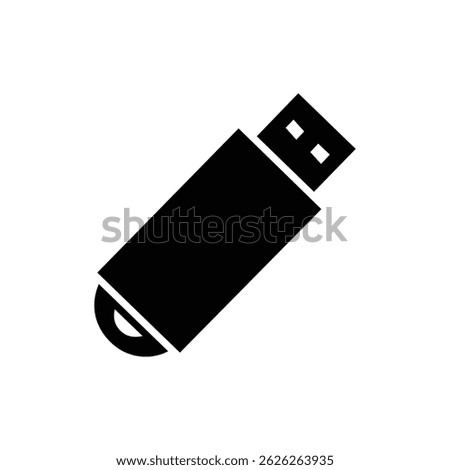 Minimal Black Icon of USB Flash Drive with Easy-to-Recognize Shape
