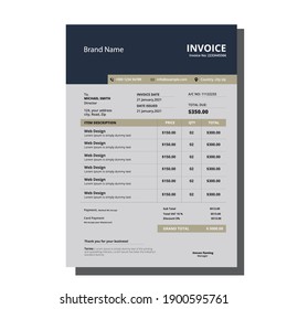 minimal Black invoice template vector design