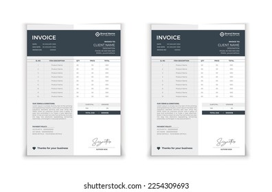 Minimal Black invoice template vector design.