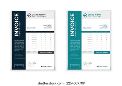 Minimal Black invoice template vector design.