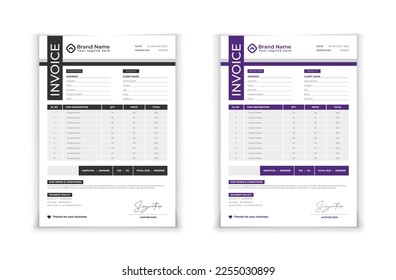 Minimal Black invoice template vector design.