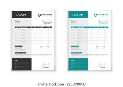 Minimal Black invoice template vector design.