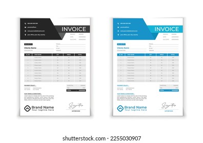Minimal Black invoice template vector design.