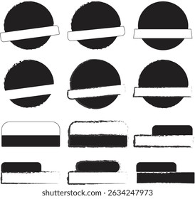 Minimal Black Label Badge Templates Blank Grunge Style Icons for Promotions and Branding