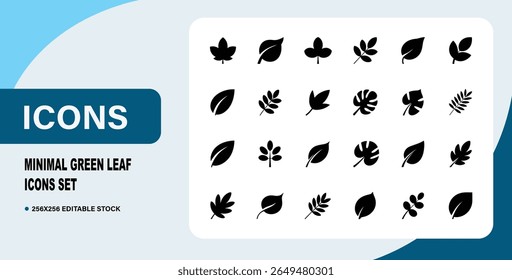 Minimal Black Leaf Icon Set